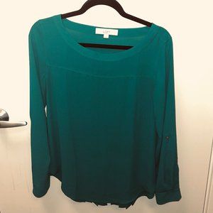 LOFT Green Pleated Blouse - XS